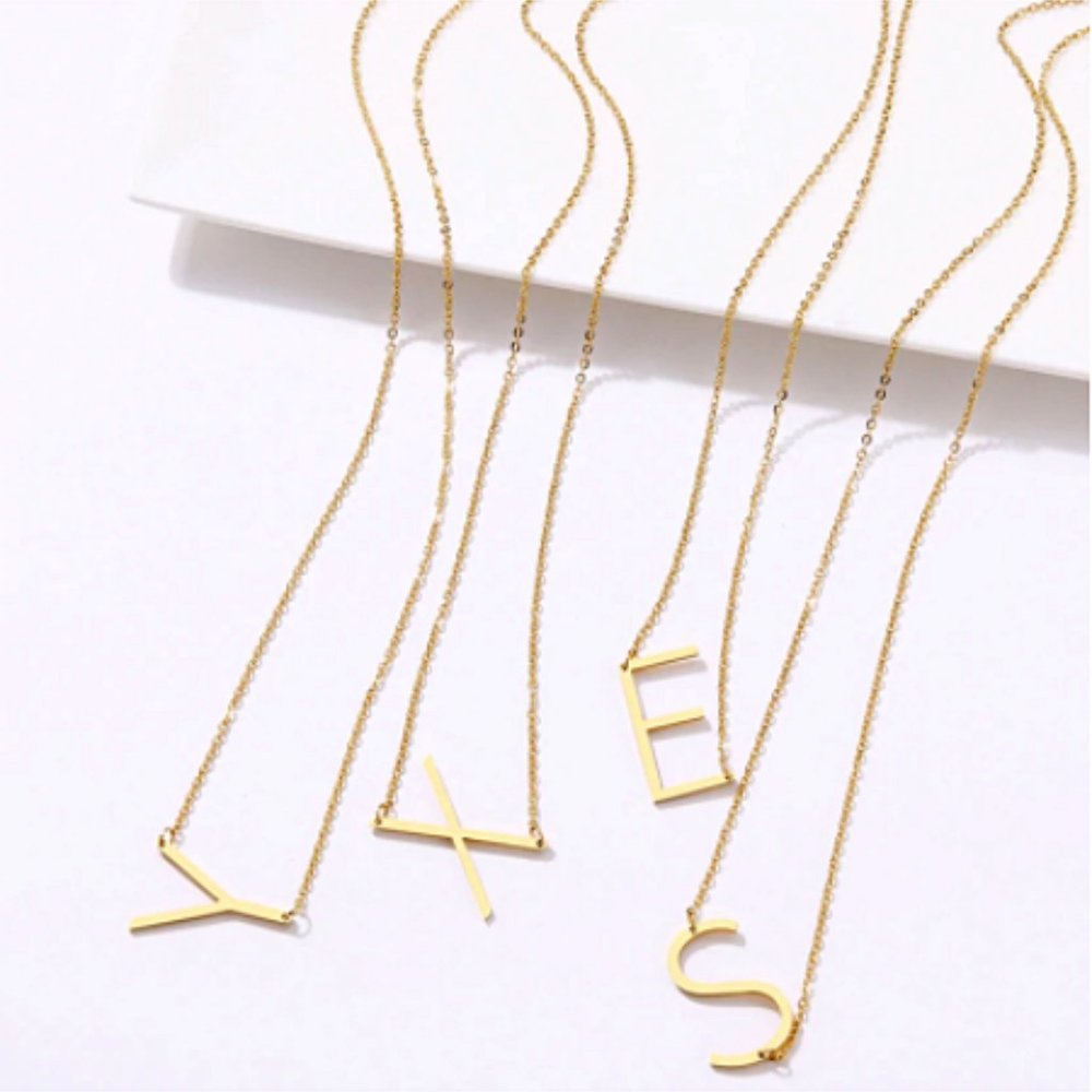 Letter Necklace Stainless Steel Initial A